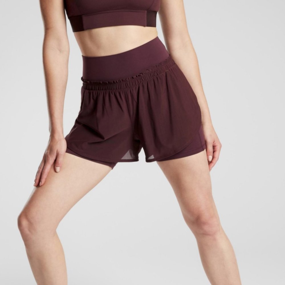 Athleta Antique Burgundy Crescent 2 in 1 Short